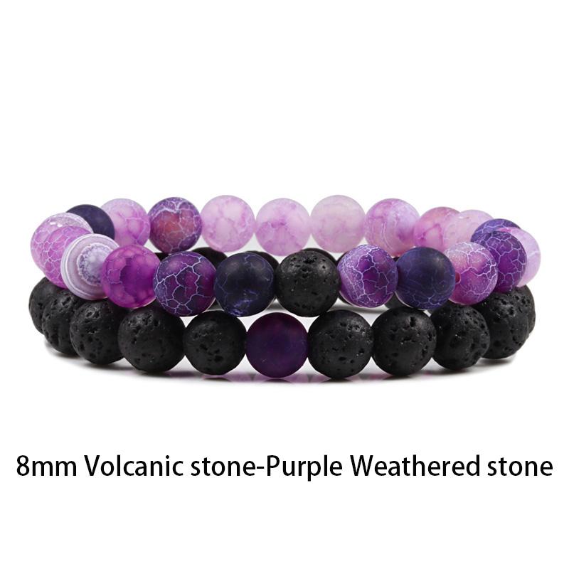 Set Armband Paare Distanz Schwarz Weiß Natur Lavastein Tigerauge Perlen Yoga Armbänder für Männer Frauen Elastisches Seil Schmuck von Joom DACH