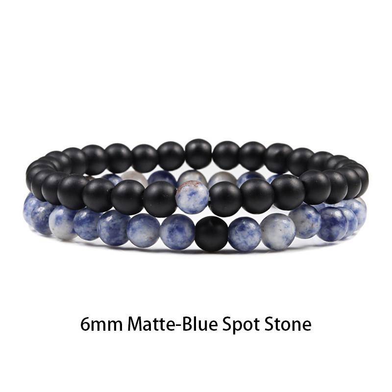 Set Armband Paare Distanz Schwarz Weiß Natur Lavastein Tigerauge Perlen Yoga Armbänder für Männer Frauen Elastisches Seil Schmuck von Joom DACH