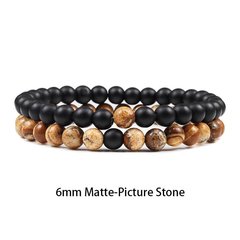 Set Armband Paare Distanz Schwarz Weiß Natur Lavastein Tigerauge Perlen Yoga Armbänder für Männer Frauen Elastisches Seil Schmuck von Joom DACH