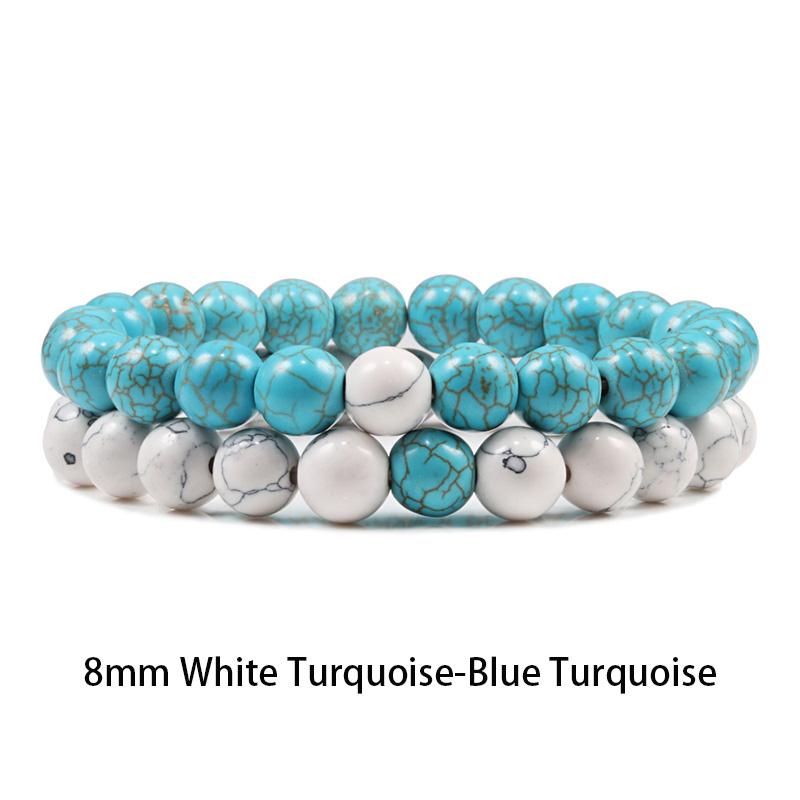 Set Armband Paare Distanz Schwarz Weiß Natur Lavastein Tigerauge Perlen Yoga Armbänder für Männer Frauen Elastisches Seil Schmuck von Joom DACH