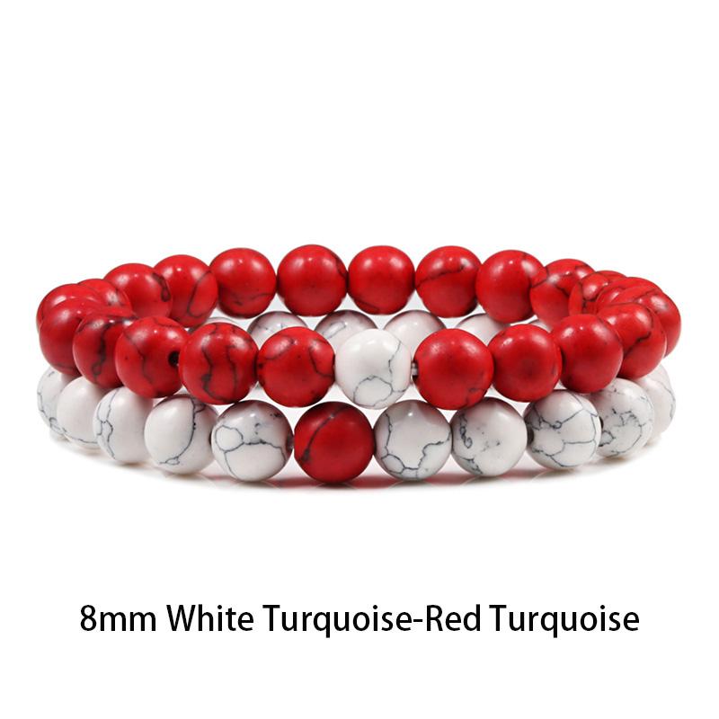 Set Armband Paare Distanz Schwarz Weiß Natur Lavastein Tigerauge Perlen Yoga Armbänder für Männer Frauen Elastisches Seil Schmuck von Joom DACH