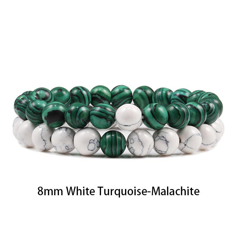 Set Armband Paare Distanz Schwarz Weiß Natur Lavastein Tigerauge Perlen Yoga Armbänder für Männer Frauen Elastisches Seil Schmuck von Joom DACH