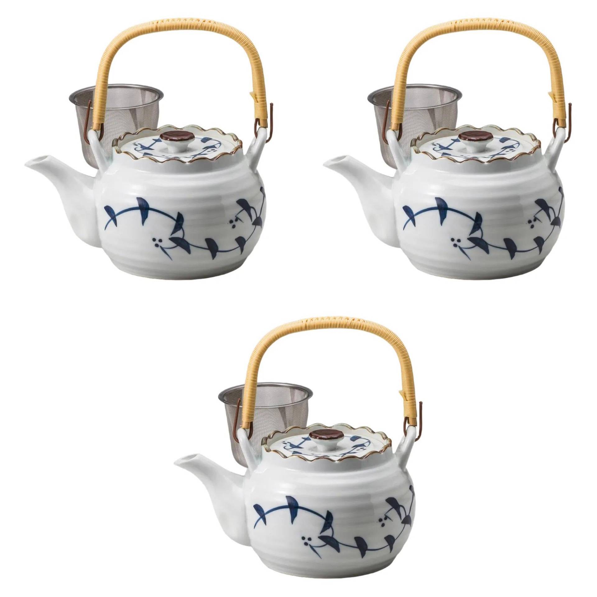 Set aus 3 Blau-Weiß Arabeske 6 Steingut-Teekannen x cm 850 Arita-Ware Steingut-Teekannen Arita-Ware Setomonohonpo U-förmig Nein. [14 11.5 cc] von Joom DACH