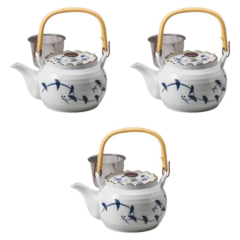 Set aus 3 Blau-Weiß Arabeske 6 Steingut-Teekannen x cm 850 Arita-Ware Steingut-Teekannen Arita-Ware Setomonohonpo U-förmig Nein. [14 11.5 cc] von Joom DACH