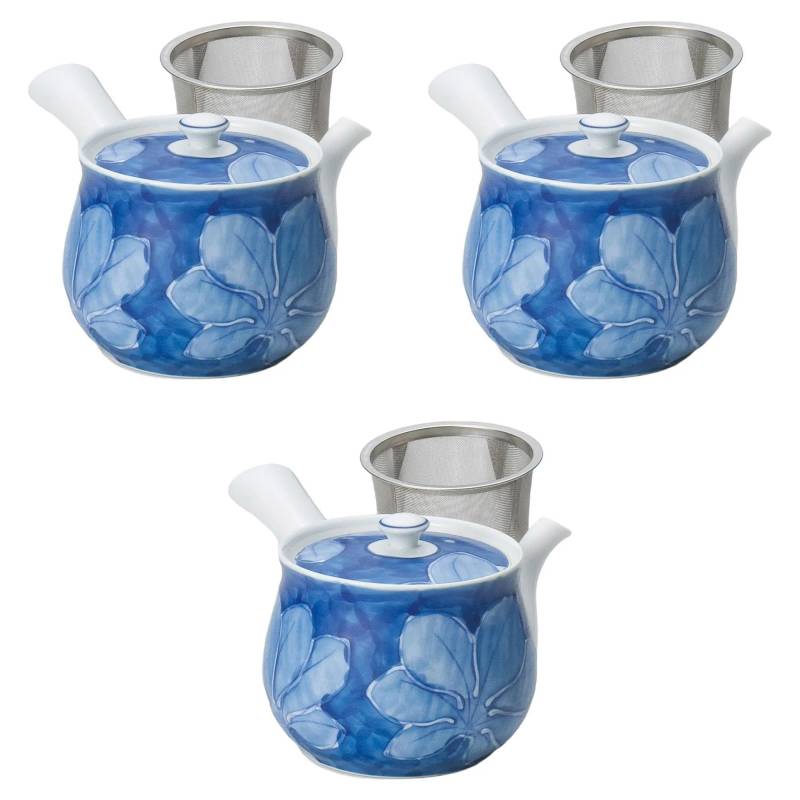 Set aus 3 Teekannen mit dunkelgrüner Blattfarbe, extra groß x Arita Ware Teekannen Arita Ware Setomonohonpo U-förmig [12 10,5cm 650cc] von Joom DACH