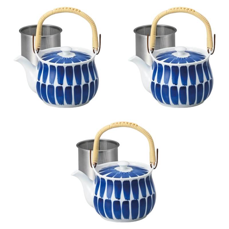 Set aus 3 gebürstetem Edelstahl 4 Steingut-Teekannen x 10 cm Steingut-Teekannen Setomonohonpo Nr.. [11.5 (600 ccm)] Arita-yaki Hasami-yaki von Joom DACH