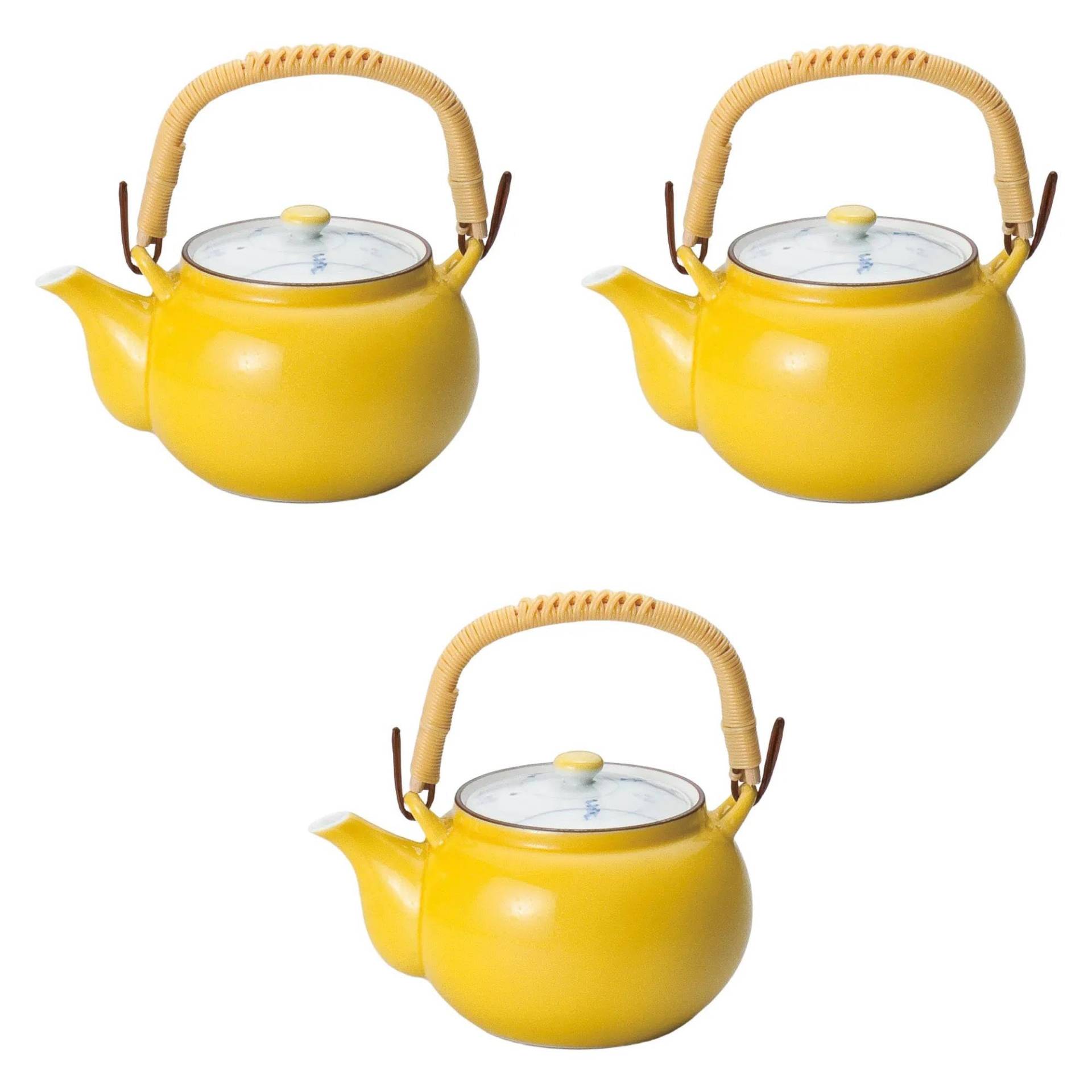Set aus 3 gelb glasierter Blume M4 Steingut Teekannen x cm Arita Ware Steingut Teekannen Arita Ware Setomonohonpo [12.5 9.5 (500 ccm)] von Joom DACH