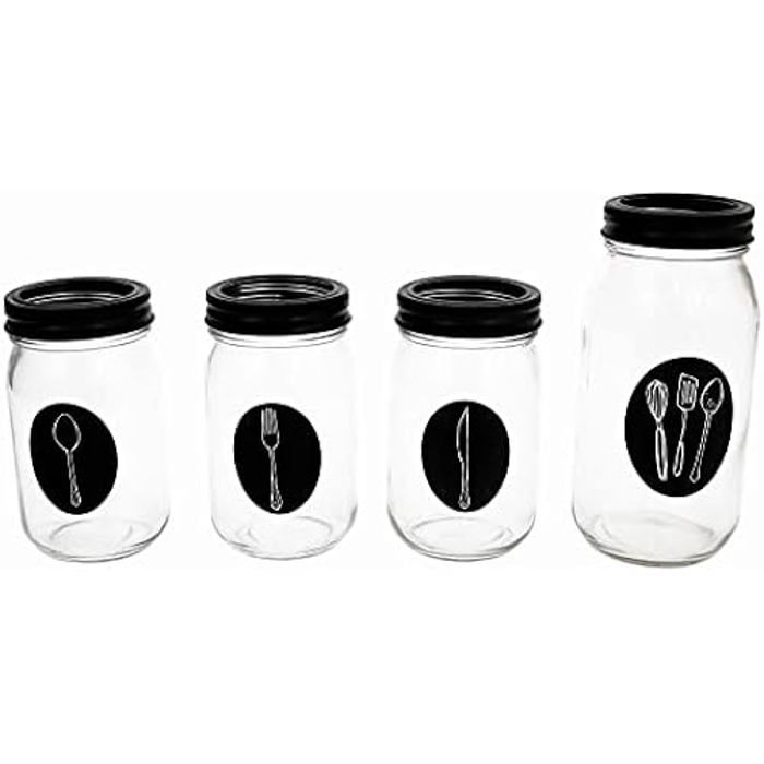 Set aus Besteck- und Utensilienbehältern - VIVALTO - Glas und Metall - 4 Stück - Zeitgenössisches Design - Praktisch von Joom DACH