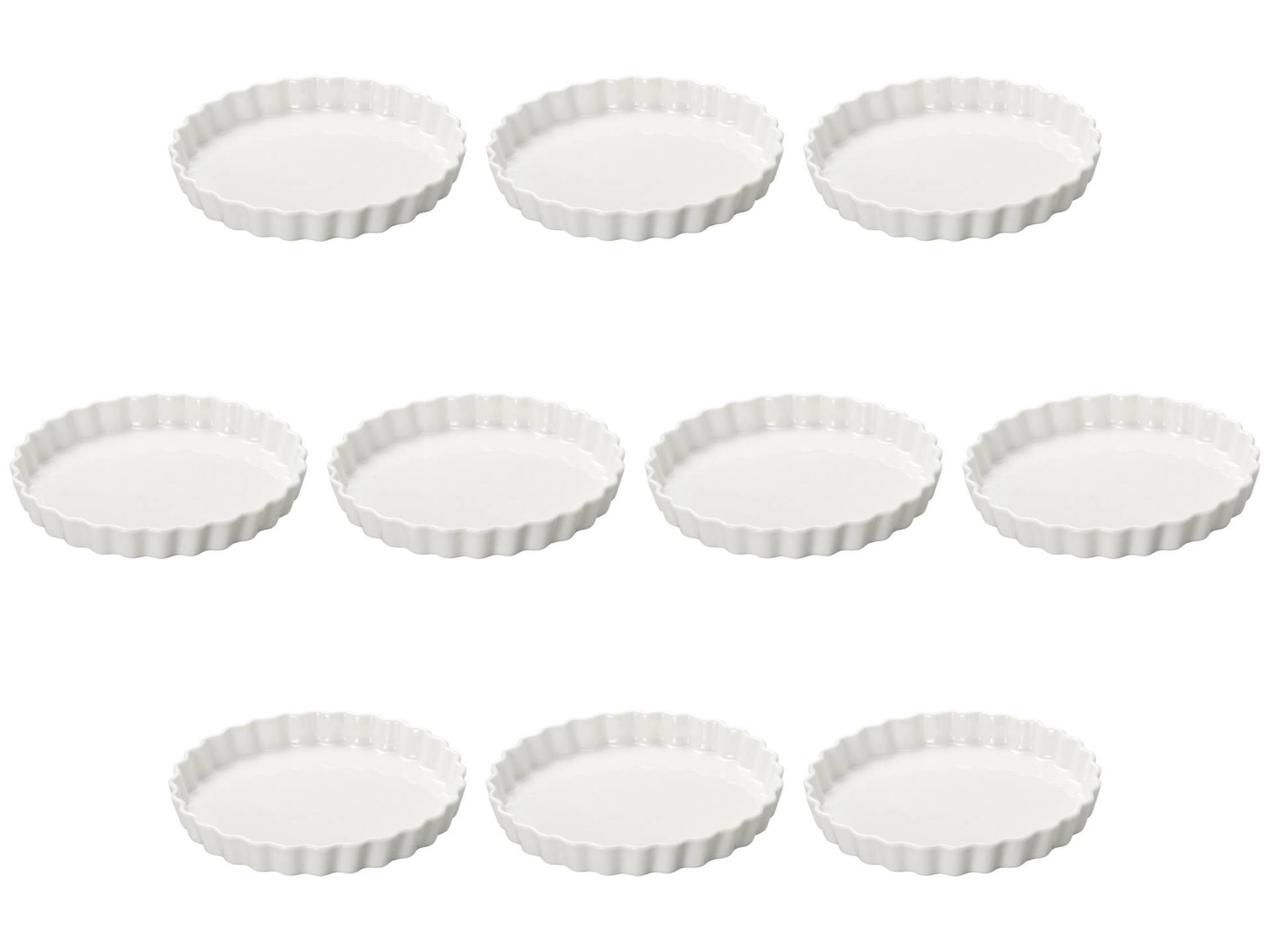 Set mit 10 weißen runden Kuchenformen x Pie Setomonohonpo 4-Zoll [10,3 2,6 cm] Teller, Keramik, weiß von Joom DACH
