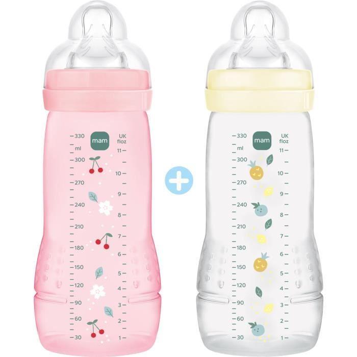 Set mit 2 Babyflaschen - MAM BABY - Easy Active - +6 Monate - 330 ml - Sauger mit X-Durchfluss - Berry + Pearl von Joom DACH