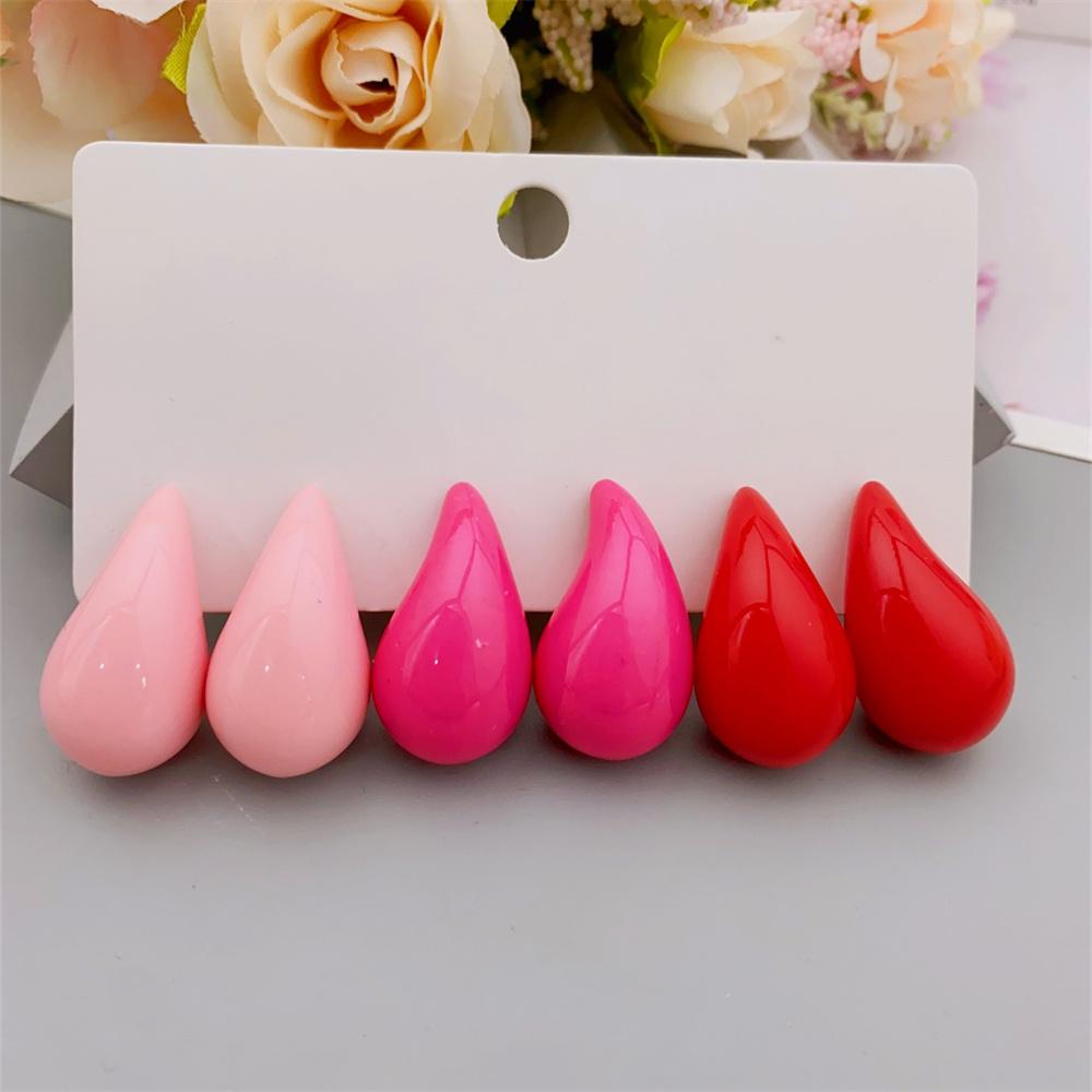 Set mit 3 Paar Ohrsteckern in Wassertropfenform in verschiedenen Farben für Damen, Ohrringe für Damen von Joom DACH