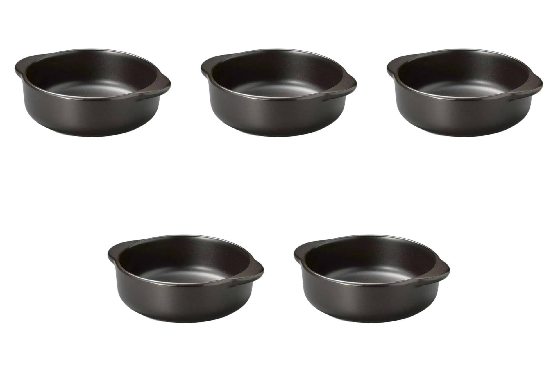 Set von 5 braunen runden Doria x x Auflaufformen Keramik Banko-Ware Direktes Feuer Setomonohonpo [17,5 14,7 5cm] von Joom DACH