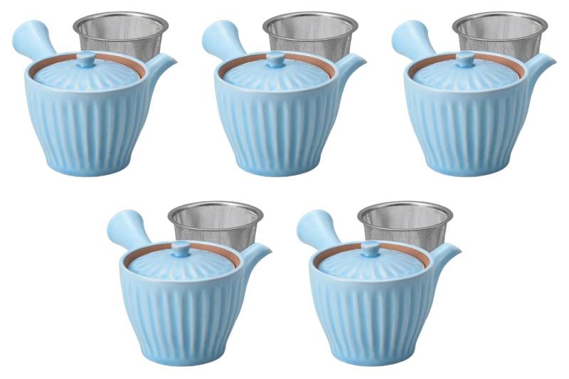 Set von 5 hellblauen Teekannen Teekanne Setomonohonpo chrysanthemenförmig (mit Sieb) [17×10.5×9.5cm (360 ccm)] hellblaue von Joom DACH