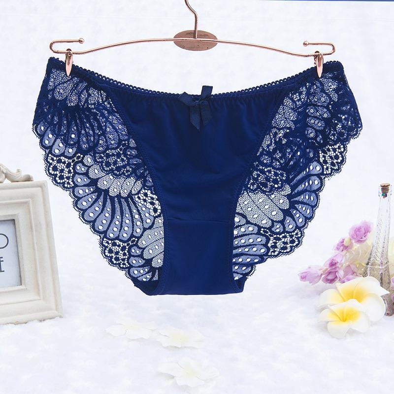 Sexy Damen-Unterwäsche, niedrige Taille, Slips, weibliche Hipster-Unterhose L navy blau von Joom DACH