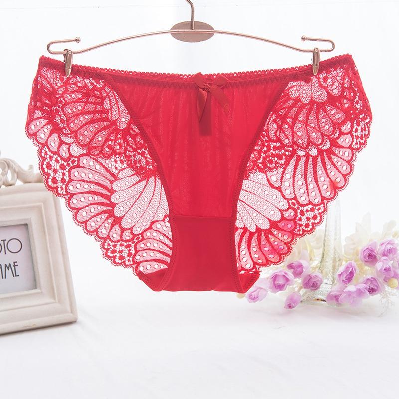 Sexy Damen-Unterwäsche, niedrige Taille, Slips, weibliche Hipster-Unterhose XXXL rot von Joom DACH