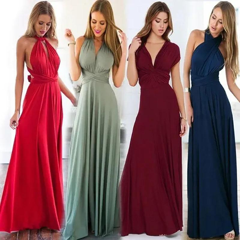 Sexy Frauen Boho Maxi Club Kleid Bandage Langes Kleid Party Multi Way Brautjungfern Cabrio Infinity 2022 XXL von Joom DACH