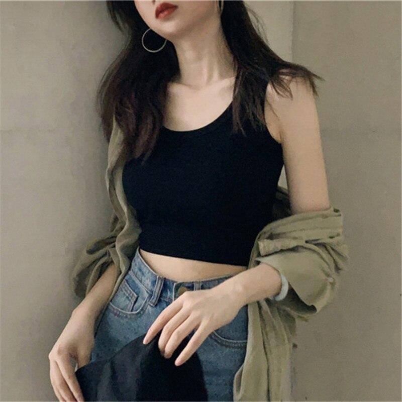 Sexy Tank Top Schwarz Halter Crop Tops Frauen Sommer Camis Backless Leibchen Mode Lässig Rohr Weibliche Ärmellose Abgeschnitten Weste M schwarz von Joom DACH