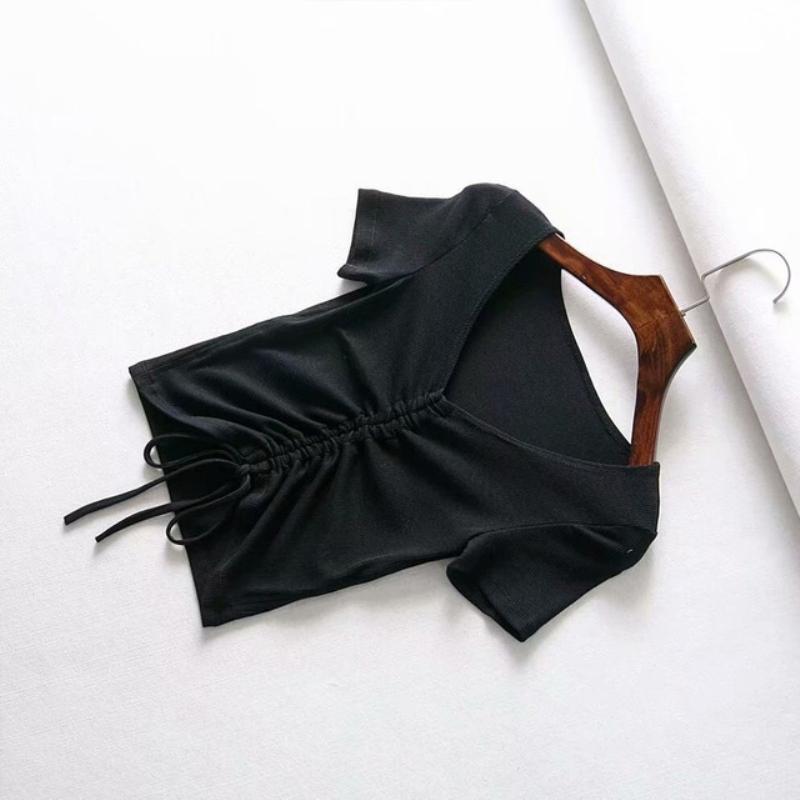 Sexy V-Ausschnitt, abgeschnittene Tanktops für Damen, mit Kordelzug vorne, Camis in Bonbonfarben, Streetwear, schmale Passform, geripptes Crop-Top M schwarz Sexy V-Ausschnitt, abgeschnittene Tanktops für Damen, mit Kordelzug vorne, Camis in Bonbonfarben, Streetwear, schmale Passform, geripptes Crop-Top M schwarz von Joom DACH
