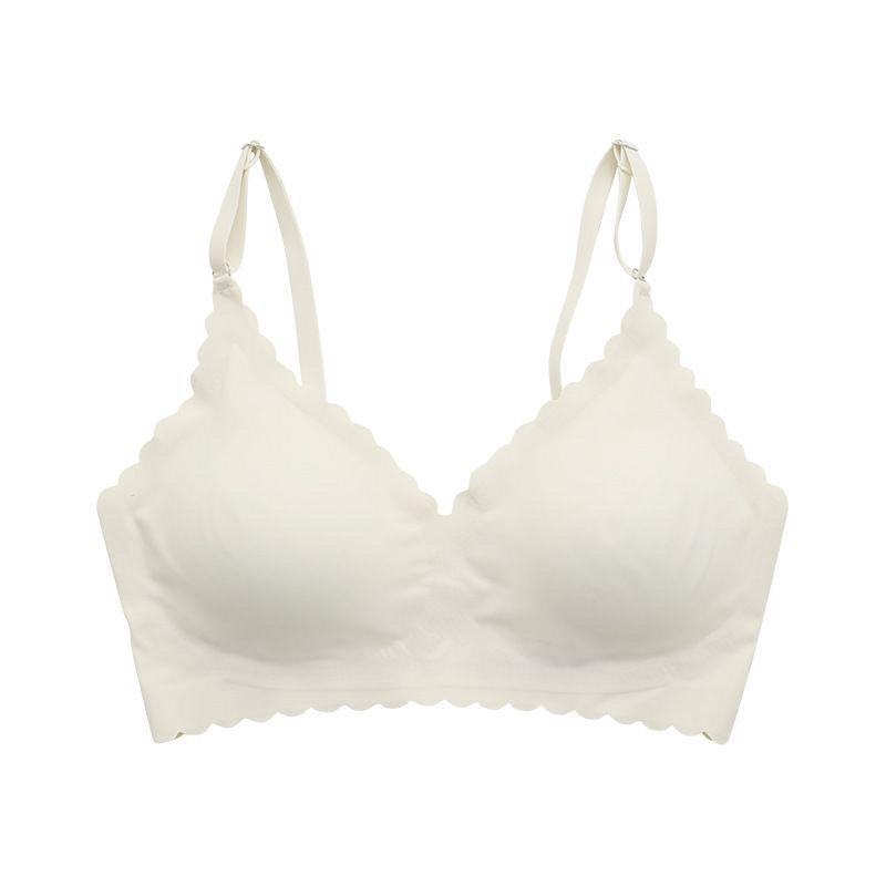 Sexy nahtloser Eisseiden-BH, einfarbig, ultradünn, hautfarben, bügelloser BH, bequeme Sportunterwäsche für Damen 2XL weiß von Joom DACH