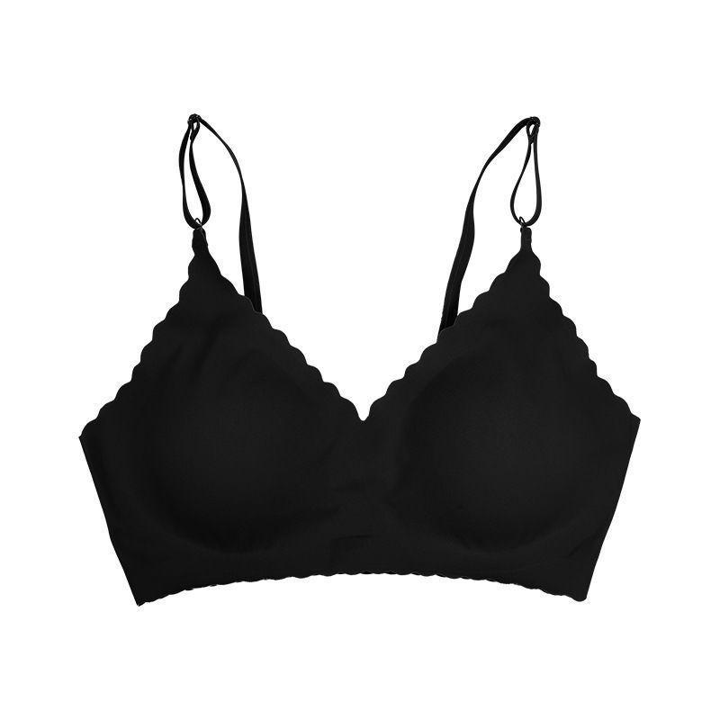 Sexy nahtloser Eisseiden-BH, einfarbig, ultradünn, hautfarben, bügelloser BH, bequeme Sportunterwäsche für Damen 2XL schwarz von Joom DACH