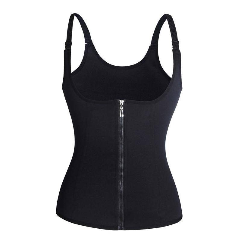 Sgelgig Damen Taillentrainer Korsett Bauchkontrolle Reißverschluss Weste Body Shaper Workout Cincher Tank Top mit verstellbaren Trägern XS schwarz von Joom DACH