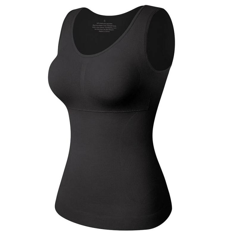 Shapewear für Frauen in Übergröße, Bauchkontrolle, Formwäsche, integrierter BH, formende Tank-Tops, schlankmachender Body Shaper, Kompressionsunterwäsche L schwarz von Joom DACH