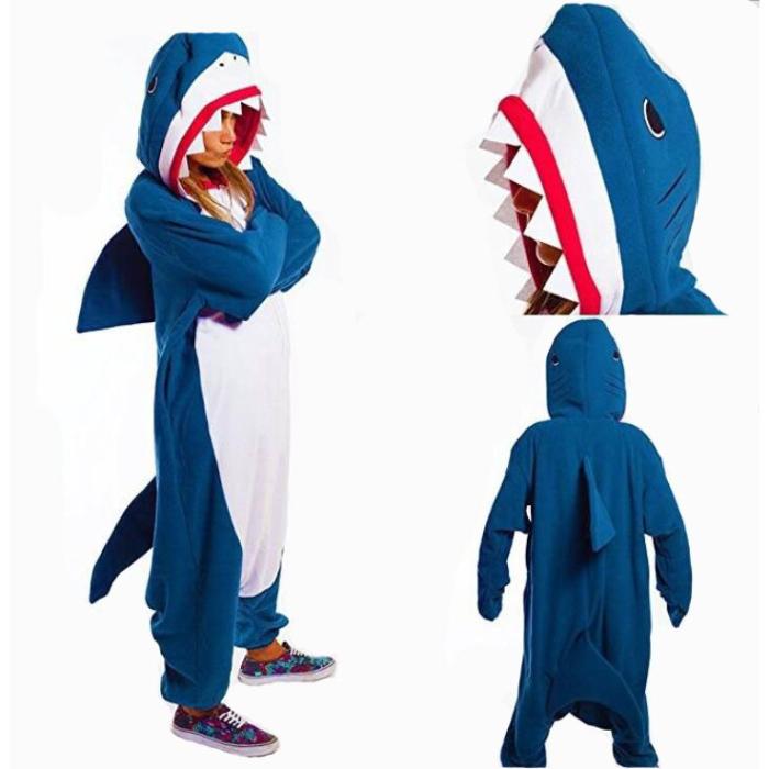 Shark Pyjama Winter Warn Animal Cosplay Polar Fleece Kigurumi Onesie Pyjamas für Männer und Frauen Herbst L von Joom DACH