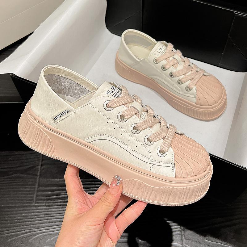 Shell Head Biscuit Weiße Schuhe Damen Frühjahr Neue Koreanische Version Allgleiches Dicksohlen Zwei-Wear Casual Sportschuhe 37 rosa von Joom DACH