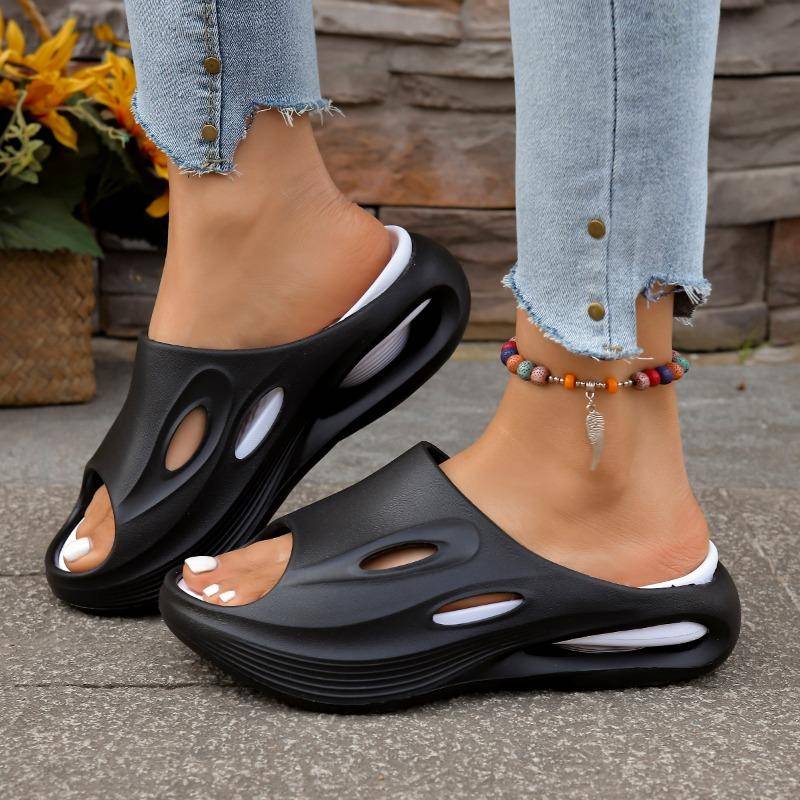 Shevalues Damen Sommer Sandalen Weiche Wolke Haus Plateau Pantoletten Unisex Outdoor Rutschfest Strandschuhe Damen Badezimmer Hausschuhe 39 schwarz von Joom DACH