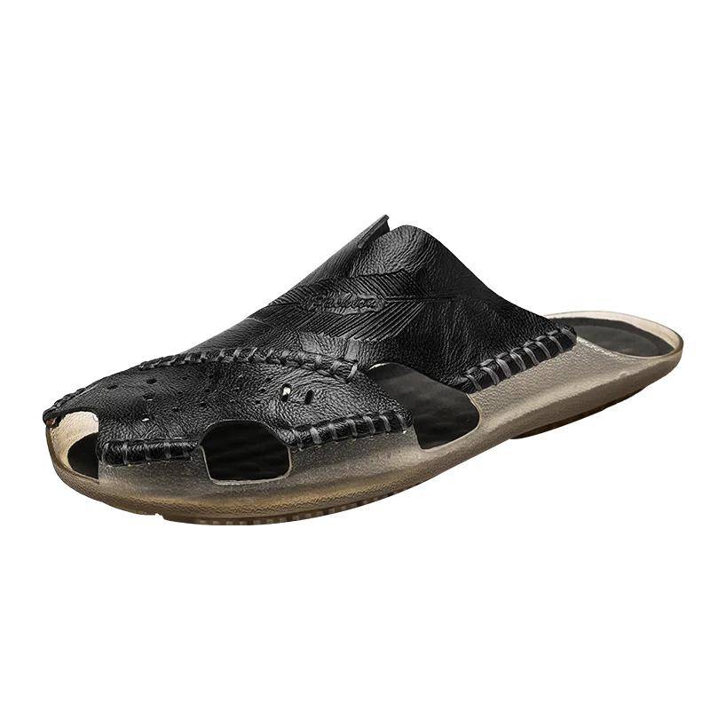 Shiatsu Hausschuhe für Herren Herren Sommerschuhe Mann 2024 Flache Sandalen Herrensandalen Echtes Leder Freizeitsneaker Herrenhausschuhe 43 von Joom DACH