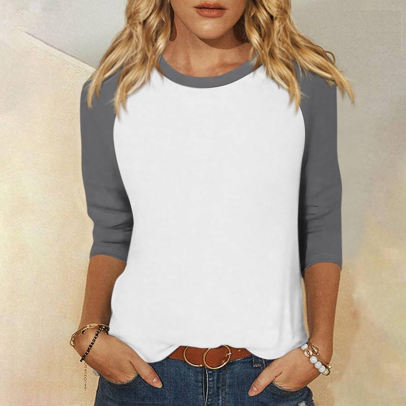 Shirt für Damen, modisch, lässig, Raglan-Ärmel, Rundhalsausschnitt, 3/4-Ärmel, lockeres bedrucktes T-Shirt, Damenoberteil S von Joom DACH