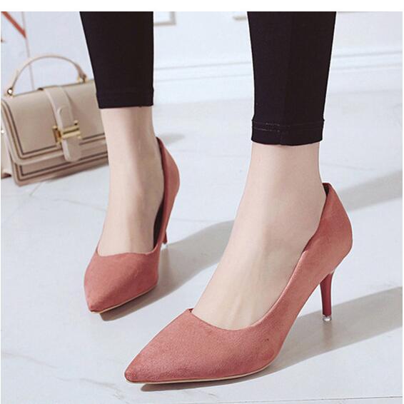 Shoelife neue große Stiletto-Pumps für Damen, Wildleder-High-Heels 35 rosa von Joom DACH