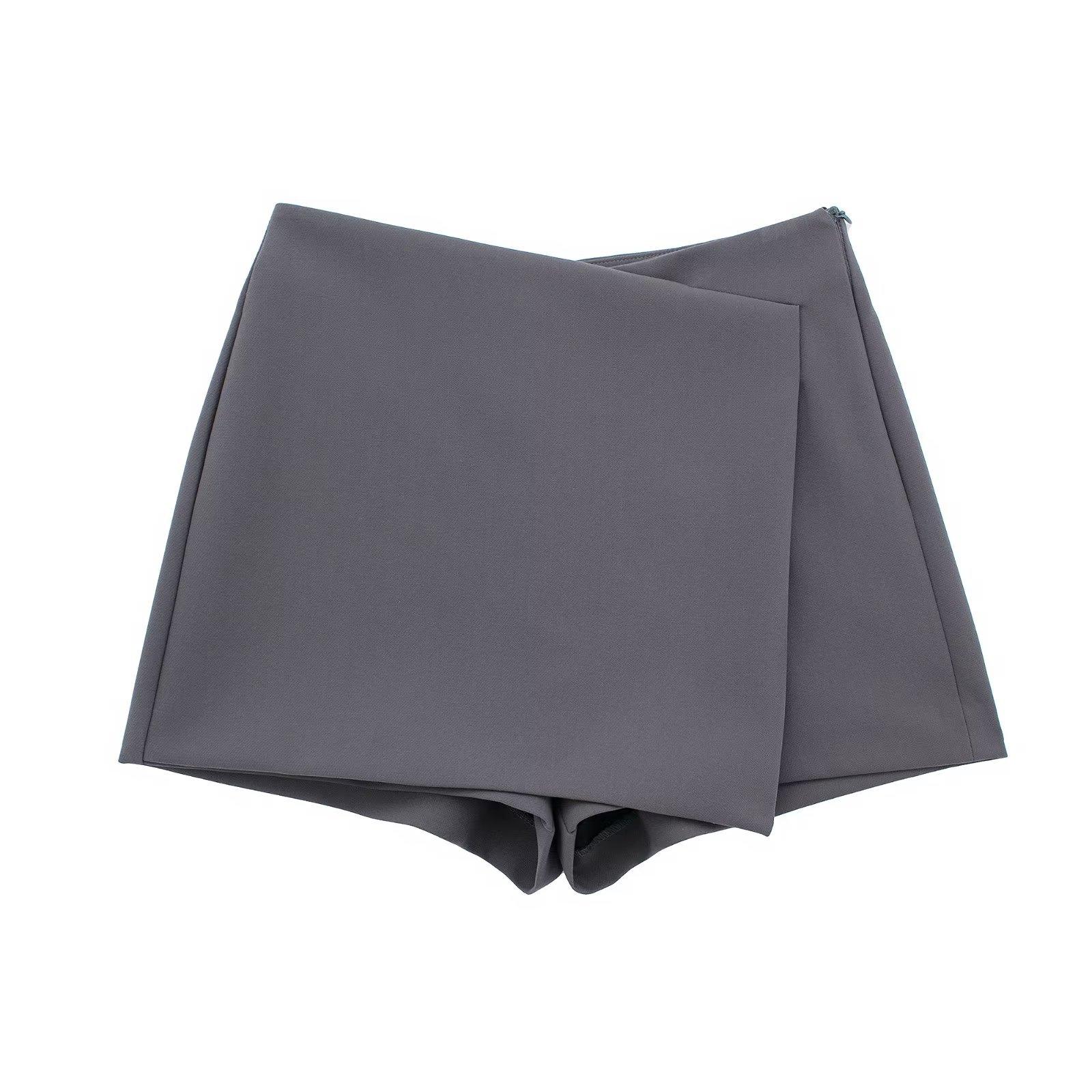 Shorts Röcke Frauen Sommer Asymmetrische Vintage Hohe Taille Seitlichem Reißverschluss Weibliche Miniröcke Lässige A-linie Shorts Mit Breitem Bein XS von Joom DACH