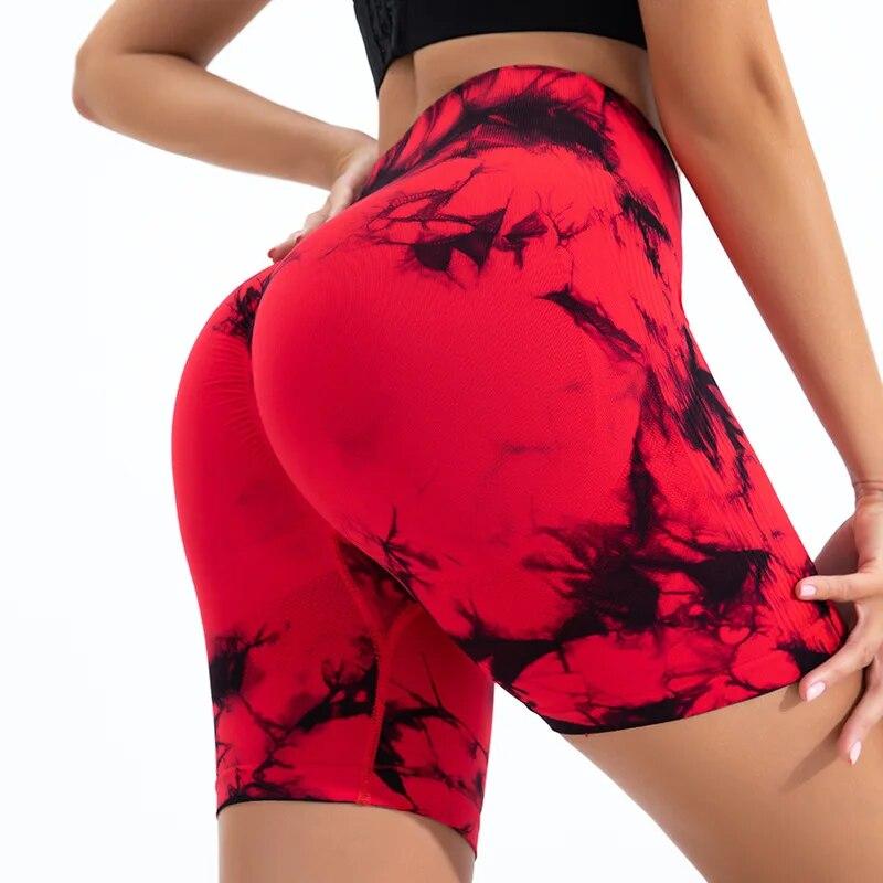 Shorts mit hoher Taille und Po-Lift-Effekt für Damen, nahtlose Batik-Shorts, fürs Fitnessstudio, zum Laufen, hochelastisch, modisch, gestrickt, schmale Dreipunkthose S rot Shorts mit hoher Taille und Po-Lift-Effekt für Damen, nahtlose Batik-Shorts, fürs Fitnessstudio, zum Laufen, hochelastisch, modisch, gestrickt, schmale Dreipunkthose S rot von Joom DACH