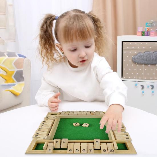 Shut The Box Brettspiel mit 2/4 Würfeln Vierseitig Kinder Erwachsene Familie Pädagogisches Mathematik Zahlen Strategiespiel Aus Holz Close The Box Spielzeug Spieleabend Requisiten grün von Joom DACH