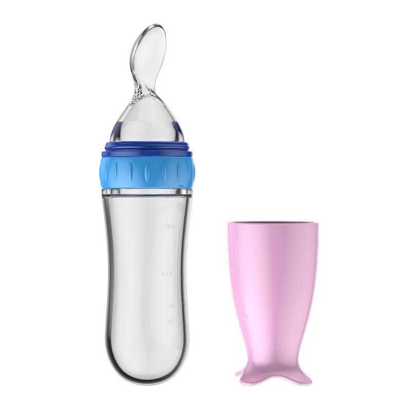 Sichere, nützliche Silikon-Babyflasche mit Löffel, Nahrungsergänzungsmittel, Reis-Müsli-Flaschen, Quetschlöffel, Milchflaschenbecher gold von Joom DACH