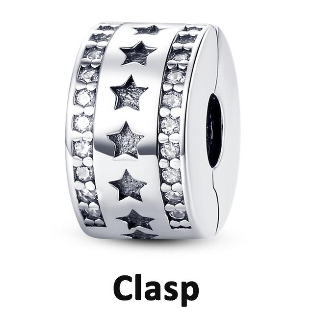 Sicherheitskettenverschluss aus 925er-Sterlingsilber mit CZ-Pflaster-Clip-Charms, Gänseblümchen-Perlen, passend für Halsketten, Armbänder, Schmuck für Frauen von Joom DACH