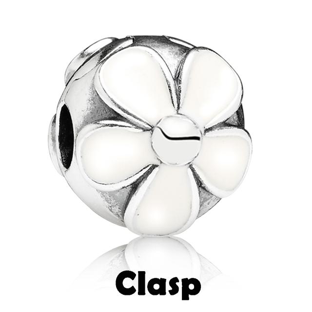 Sicherheitskettenverschluss aus 925er-Sterlingsilber mit CZ-Pflaster-Clip-Charms, Gänseblümchen-Perlen, passend für Halsketten, Armbänder, Schmuck für Frauen von Joom DACH