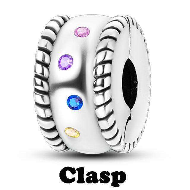 Sicherheitskettenverschluss aus 925er-Sterlingsilber mit CZ-Pflaster-Clip-Charms, Gänseblümchen-Perlen, passend für Halsketten, Armbänder, Schmuck für Frauen von Joom DACH