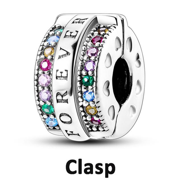 Sicherheitskettenverschluss aus 925er-Sterlingsilber mit CZ-Pflaster-Clip-Charms, Gänseblümchen-Perlen, passend für Halsketten, Armbänder, Schmuck für Frauen von Joom DACH