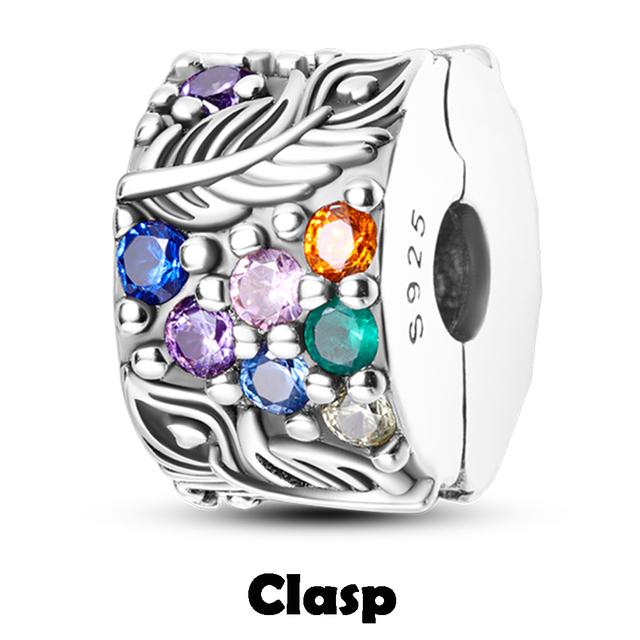 Sicherheitskettenverschluss aus 925er-Sterlingsilber mit CZ-Pflaster-Clip-Charms, Gänseblümchen-Perlen, passend für Halsketten, Armbänder, Schmuck für Frauen von Joom DACH