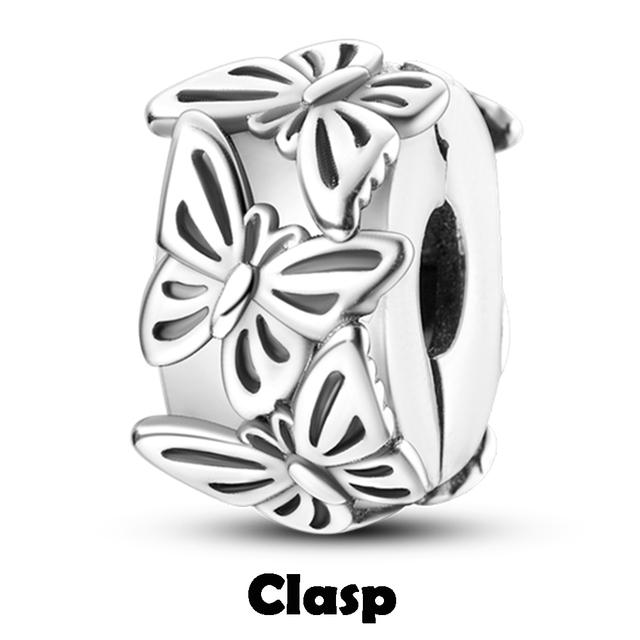 Sicherheitskettenverschluss aus 925er-Sterlingsilber mit CZ-Pflaster-Clip-Charms, Gänseblümchen-Perlen, passend für Halsketten, Armbänder, Schmuck für Frauen von Joom DACH