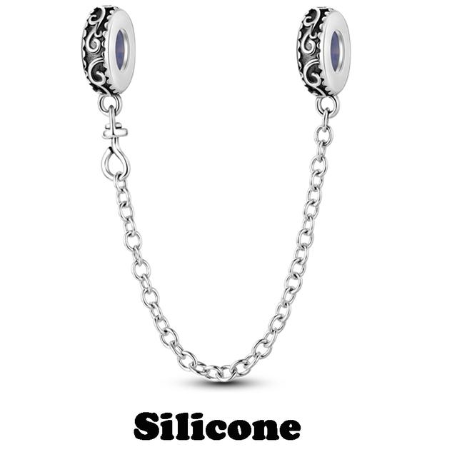Sicherheitskettenverschluss aus 925er-Sterlingsilber mit CZ-Pflaster-Clip-Charms, Gänseblümchen-Perlen, passend für Halsketten, Armbänder, Schmuck für Frauen von Joom DACH