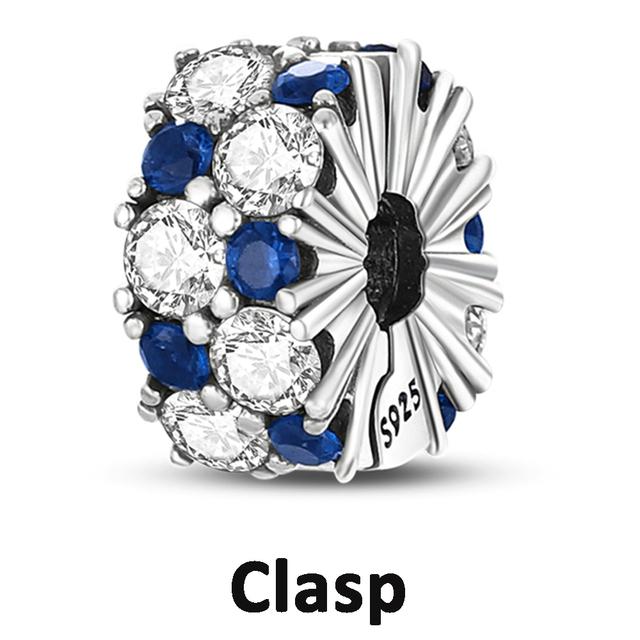 Sicherheitskettenverschluss aus 925er-Sterlingsilber mit CZ-Pflaster-Clip-Charms, Gänseblümchen-Perlen, passend für Halsketten, Armbänder, Schmuck für Frauen von Joom DACH