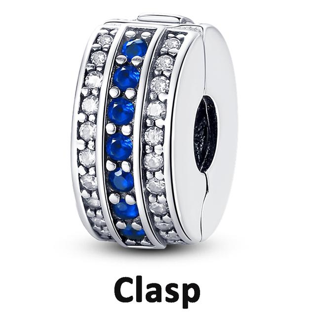 Sicherheitskettenverschluss aus 925er-Sterlingsilber mit CZ-Pflaster-Clip-Charms, Gänseblümchen-Perlen, passend für Halsketten, Armbänder, Schmuck für Frauen von Joom DACH