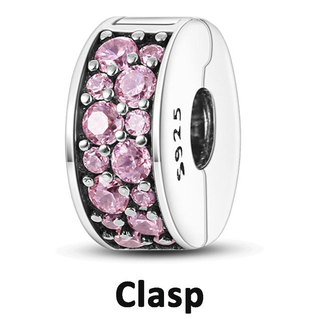 Sicherheitskettenverschluss aus 925er-Sterlingsilber mit CZ-Pflaster-Clip-Charms, Gänseblümchen-Perlen, passend für Halsketten, Armbänder, Schmuck für Frauen von Joom DACH