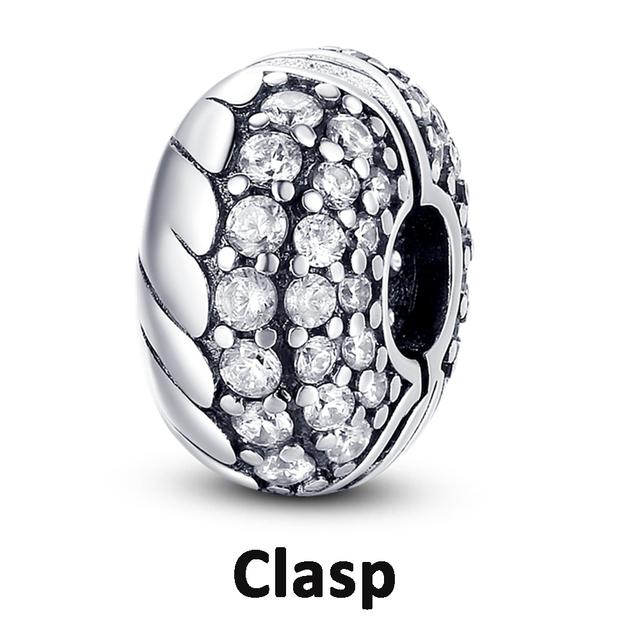 Sicherheitskettenverschluss aus 925er-Sterlingsilber mit CZ-Pflaster-Clip-Charms, Gänseblümchen-Perlen, passend für Halsketten, Armbänder, Schmuck für Frauen von Joom DACH