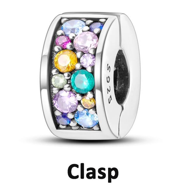 Sicherheitskettenverschluss aus 925er-Sterlingsilber mit CZ-Pflaster-Clip-Charms, Gänseblümchen-Perlen, passend für Halsketten, Armbänder, Schmuck für Frauen von Joom DACH