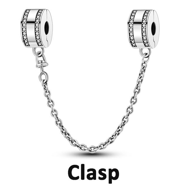 Sicherheitskettenverschluss aus 925er-Sterlingsilber mit CZ-Pflaster-Clip-Charms, Gänseblümchen-Perlen, passend für Halsketten, Armbänder, Schmuck für Frauen von Joom DACH