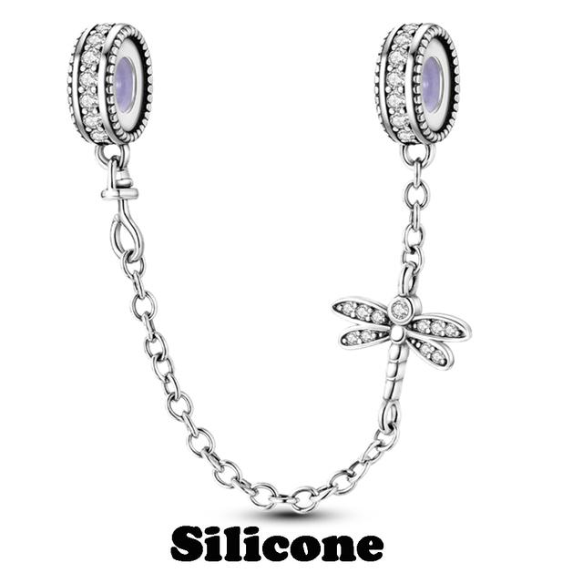 Sicherheitskettenverschluss aus 925er-Sterlingsilber mit CZ-Pflaster-Clip-Charms, Gänseblümchen-Perlen, passend für Halsketten, Armbänder, Schmuck für Frauen von Joom DACH